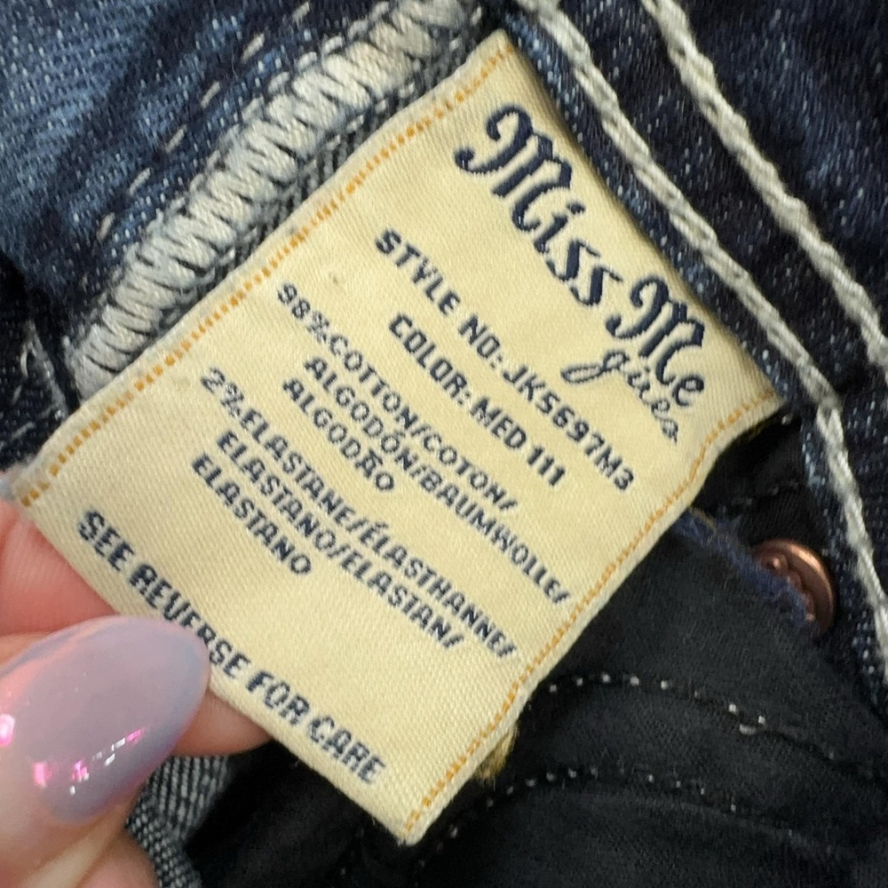 Miss Me Shorts Girls 8 Blue Denim Jean Bermuda Embroidered Cross Pocket Stretch - Picture 8 of 11
